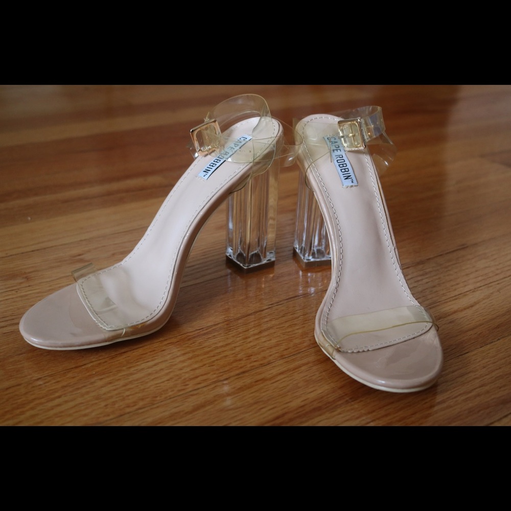 Clear chunky heels!